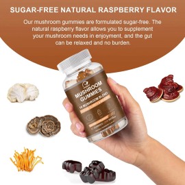 Mushroom Gummies for Adults - 10-in-1 Functional Mushroom Supplement for Mood