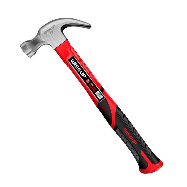WISEUP Hammer, 226 g (8 oz) shock-absorbing claw hammer, forged