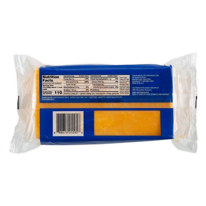 Wellsley Farms Block Sharp Yellow Cheddar Cheese, 32 oz.