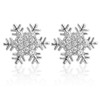 Snowflake Earrings - Christmas Flower Shaped Crystal Stud Pierced Earrings