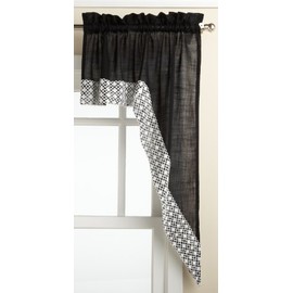 Lorraine Home Fashions Salem 60-Inch X 12-Inch Tailored Cenefa, Negro, Swag 60" x 38", 1