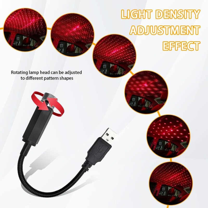 LED Car Ceiling Starlight - Adjustable Indoor Atmosphere Light, USB