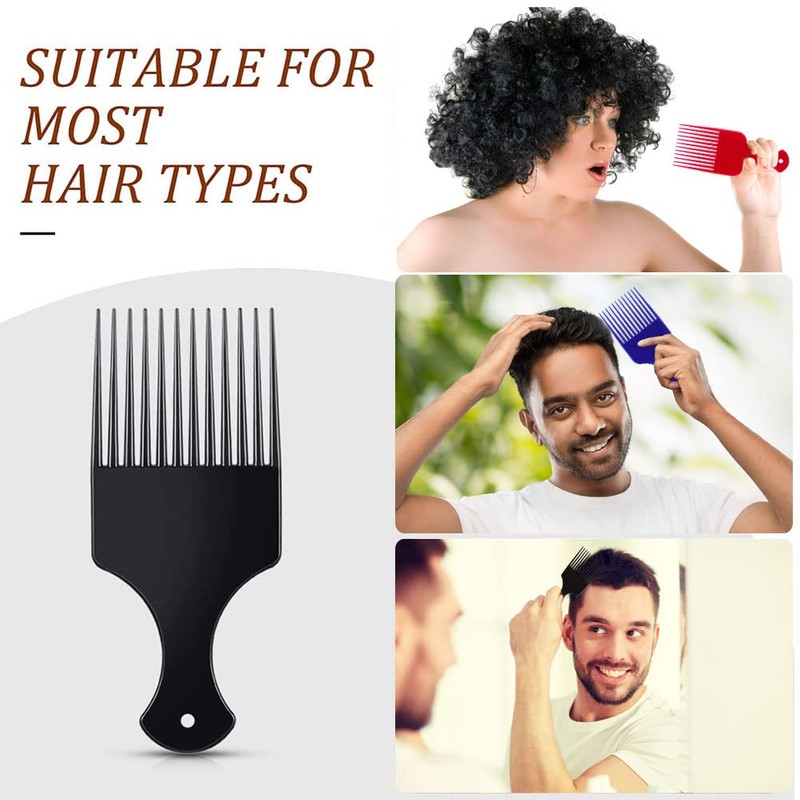 6 pcs Afro Comb, Plastic Smooth Hair Pick Comb Wide