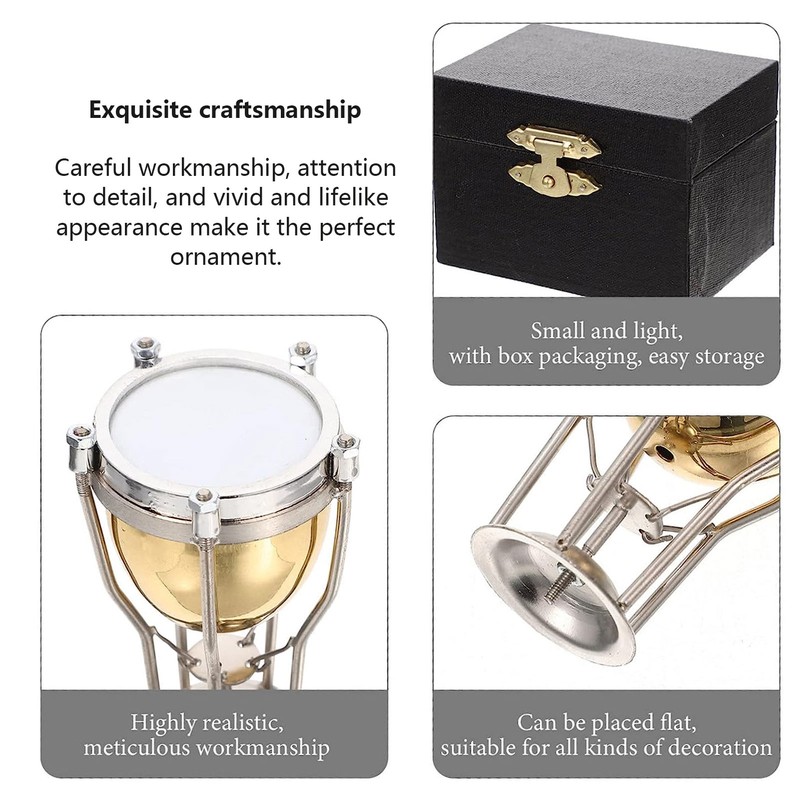 Miniature Timpani Model Decorative Exquisite Copper Timpani Ornament for Graduation