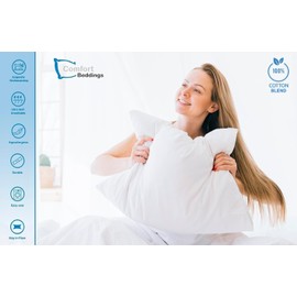 Comfort Beddings Premium Quality White Pillowcases 100% Cotton Blend White Standard Pillow Cases 2 Pack, Super Soft With Envelope Closure (Standard/Queen 50cm x 75cm)