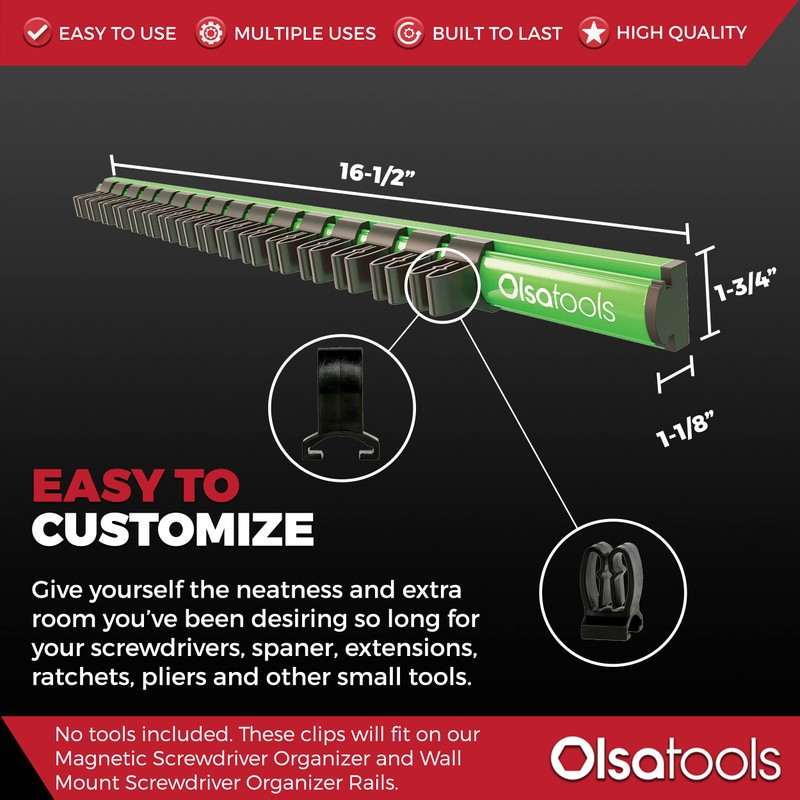 Olsa Tools Tool Holder Clips - 10-Piece Set - Compatible