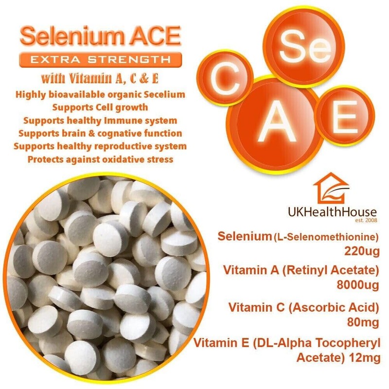 Selenium 220mcg ACE Tablets Vitamin A + C + E