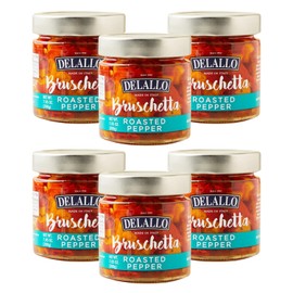 DeLallo Roasted Pepper Bruschetta Topping, 7.05 oz. Jar, (6 Pack), Made in Italy, Ready-to-Use Condiment