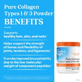 Doctor's Best Pure Collagen Types 1 & 3, Promotes Healthy Skin Hair & Nails – Bone & Joint Support, 7.1 Ounce (Pack of 1)