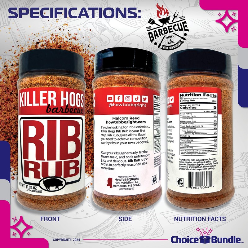 Killer Hogs Rib Rub Premium BBQ Barbecue Spice Seasoning 3