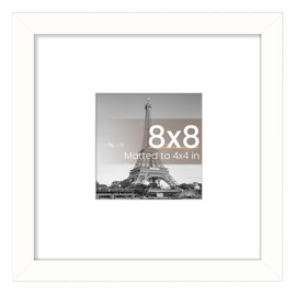 upsimples 8x8 Picture Frame, Display Pictures 4x4 with Mat or 8x8 Without Mat, Wall Hanging Photo Frame, White, 1 Pack