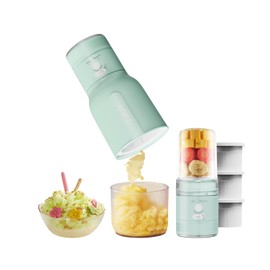 TER Ice Shaver Machine Portable Blender 2 In 1, Shaved Ice Machine for Home, Snow Cone Machine Ice Shaver Machine, Portable Blender for Shakes and Smoothies, Cordless Electric, Rechargeable, Green