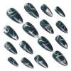 Emerald Green Stiletto Fake Nails, Glossy Finish, 24 pcs for