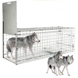 57” Collapsible Large Live Animal Trap, Easy to Set and Release Live Animal Traps for Dogs, Foxes, Coyotes, Bobcats and Other similarly Sized Animals up to 55 lbs
