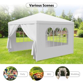 Segawe Wedding Tent 10"x10" Canopy Party Gazebo with 4 Side Walls Outdoor 4 Side Walls