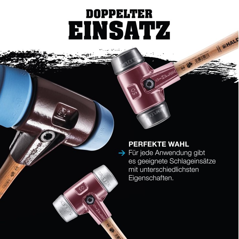 Simplex Schonhammer, Plastik; mit Tempergussgehäuse und hochwertigem Holzstiel | D=40