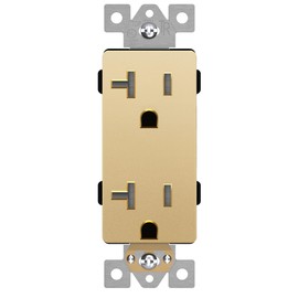 LIDER Matte Finish Decorator Receptacle with Interchangeable Face Cover, Child Safe Tamper-Resistant Wall Outlet, Commercial Grade, Self-Grounding, 20A 125V, UL Listed, LR20-TR-GD, Gold