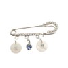 Crystal Safety Pin Brooch with Heart Charm and Monogram Shell