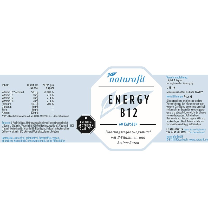 naturafit Energy B12 Capsules Pack of 60