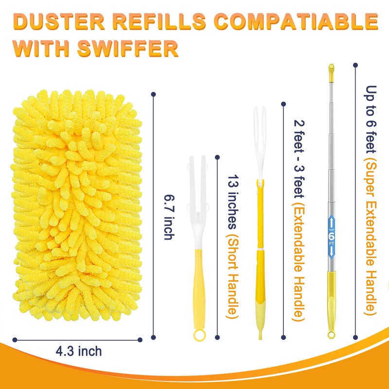 KeFanta Reusable Duster Refill for Swiffer, 360° Heavy Duty Duster