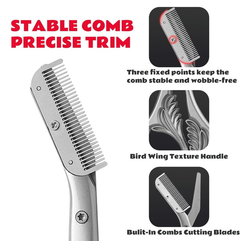 DINNAT Eyebrow Trimmer Scissor With Comb, Eyebrow Trimmers, Professional Precision