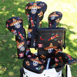 Golf Headcover 3 Wooden Golf Head Cover Sugar Skull (for Hybrid, 1 Piece)