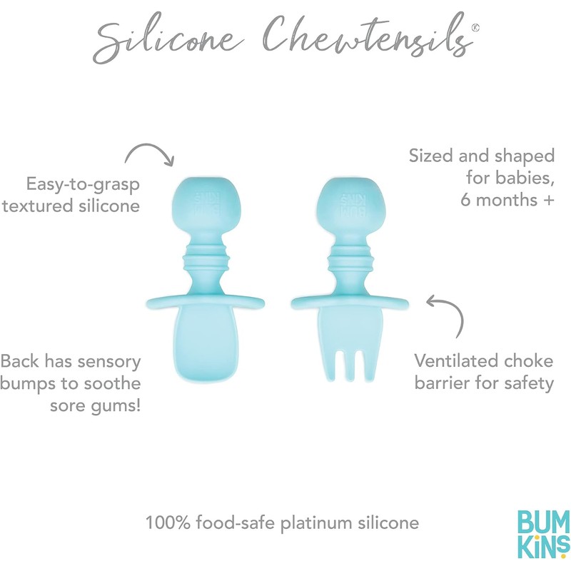 Bumkins - Juego de utensilios para bebé, cucharas de silicona