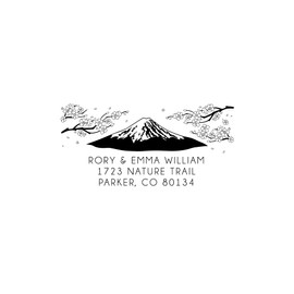 Mountain Return Address Stamp, Cherry Blossoms Sakura Address Stamper, 1 x 2 inches