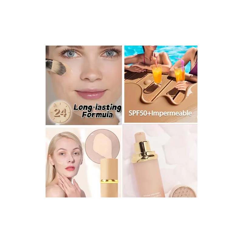 Bases Maquillaje 4 En 1 Spf50 Proteccion Solar Antiagua 30ml