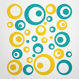 WANDfee® Wall Tattoo, Circles, Dots, 50 Stickers, Colour Choice For Children's Bedroom, Living Room, Hallway, Bathroom, Kitchen, Tile Stickers, turquoise