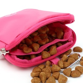 WALLFID Dog Treat Bag Small,Pet Walking Bag for dog and cat, Pocket Size, Moisture-proof and waterproof,Unscented, Reusable, Travel Walking Bag, Portable Training Bag (Rose Red&Lake Blue)