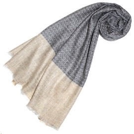 Lorenzo Cana Pashmina 78203 Women's Scarf 100% Cashmere 70 cm x 200 cm Fluffy Light Warm Stole Shawl Cashmere Scarf Cashmere Pashmina Natural Fibre Grey Beige, gray