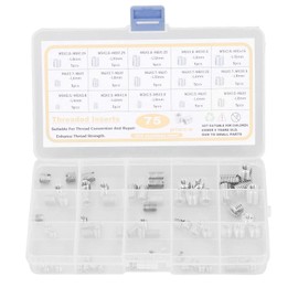 75Pcs Threaded Insert Kit Stainless Steel Silver M3 M4 M5 Internal Thread Nut Kit for Thread Repair and