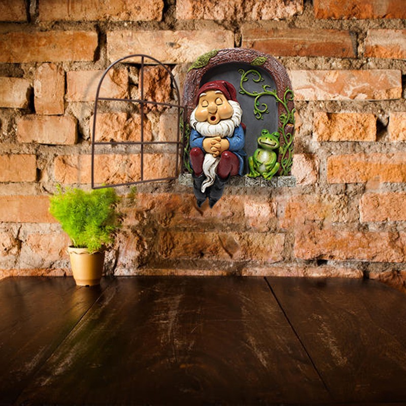 Mini Garden Resin Crafts Decoration Gnome Window Sleeping Garden Sculpture