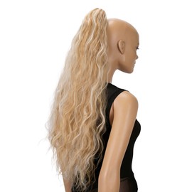 CAISHA 70 cm Extra Long Voluminous Wavy Clip-In Hairpiece Ponytail Braid Heat Resistant Synthetic Blonde Mix Streaked H722