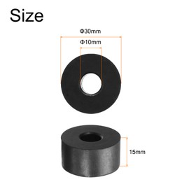 QUARKZMAN Pack of 16 Rubber Washers Rubber Spacer 30 mm Outer Diameter 10 mm Inner Diameter 15 mm Thick Rubber Spacer Round Spacer Sleeves for Home Car Accessories Black
