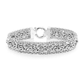 LeCalla 925 Sterling Silver Byzantine Bracelet for Women | Handmade Classic 12MM Italian Edge Byzantine Beaded Mesh Link Chain Bracelet 7 Inches