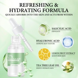 2% Salicylic Acid Serum for Face, with Hyaluronic Acid, Hydrating Serum for Women and Men, Daily Face Moisturizer for All Skin Types, 30ml / 1 fl.oz