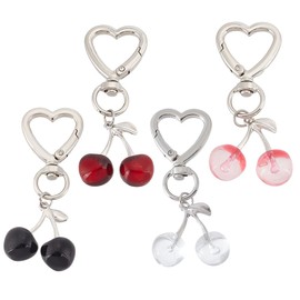 GOMAKERER 8 Stück Kirsch Schlüsselanhänger 4 Farben, Kirsch Anhänger Aus Kunstharz Süße Früchte Zum Aufhängen Mit Herz Drehverschlüssen Handtaschenanhänger Für Autotaschen Hängende Ornamente