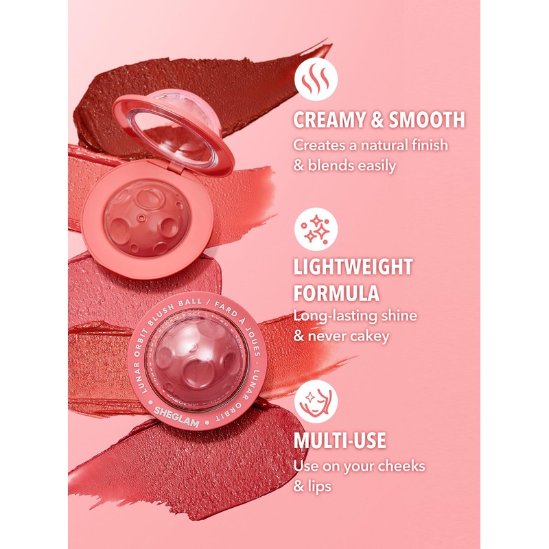 SHEGLAM Lunar Orbit Blush Ball Creamy Lightweight Smooth Blendabl Long-lasting