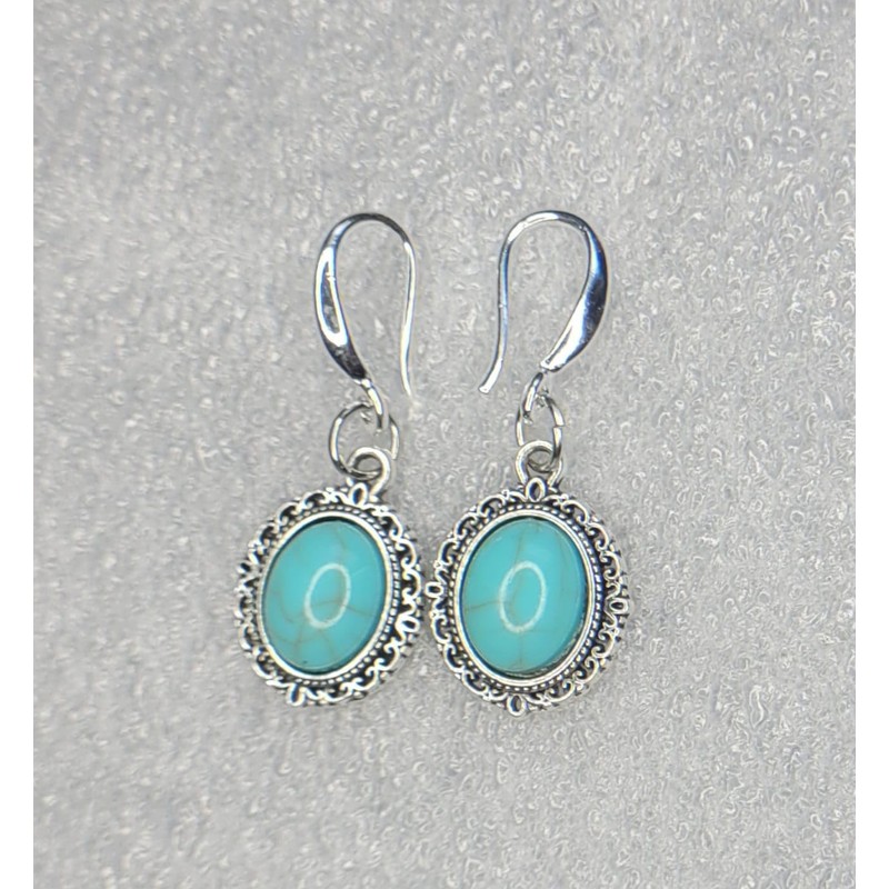 Sterling Silver oval turquoise Earrings