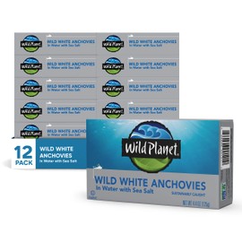 Wild Planet Wild Anchovies in Water with Sea Salt, 3rd Party Mercury Tested, 4.4 Ounce (Pack of 12)