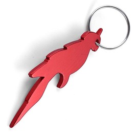 Komonee Parrot Red Bottle Opener Key Chain Metal Wildlife Bird Key Ring Novelty Animal Keychain Keyrings (Pack of 10)