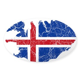 CafePress Iceland Flag and Map Oval Car Bumper Sticker