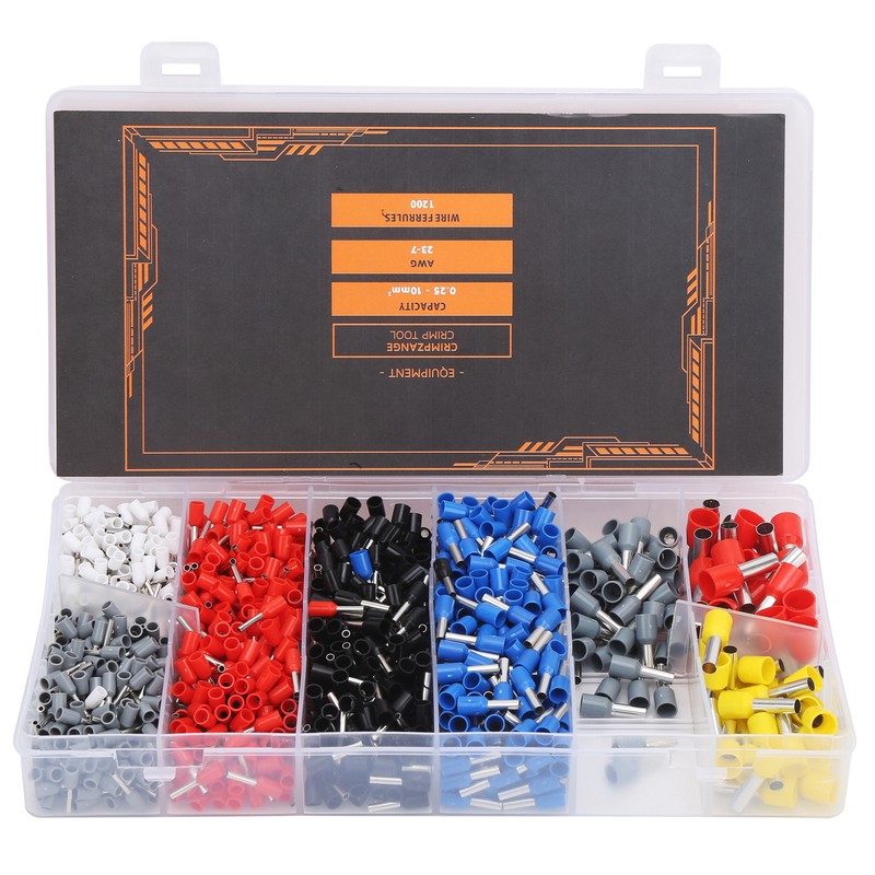 1200Pcs Wire Ferrules Crimping Cold Pressed Terminal Electrical Industrial Accessories