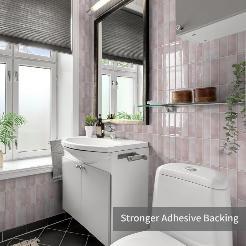 10 Sheets Subway Tile Peel and Stick Backsplash,12”×12”Pink Self Adhesive