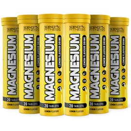 Magnesium Lemon Flavour Effervescent Tablets -120 Magnesium Tablets for Normal Muscle funcions,Suitable for Vegans and Vegetarians, Magnesium 375 mg per Serving