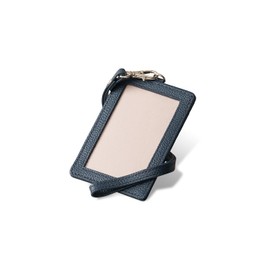 Business Leather Factory Pass Case, Genuine Leather, Commuter Pass Case, IC Card Case, Thin, Strap, Men's, Women's, prussian navy