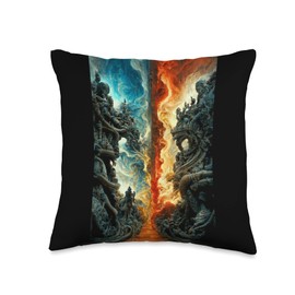 Fire And Ice Hot Cold Good And Evil Epic Battle Opposites Throw Pillow