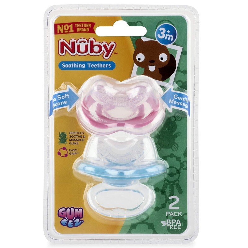 Nuby 2-Pack Gum-EEZ Pacifier Teethers, Colors May Vary